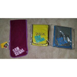 NWT 3 SanSegal LOT Scarf w/ Hand Warmers Fleece Wicking Warm Purple Green Gray